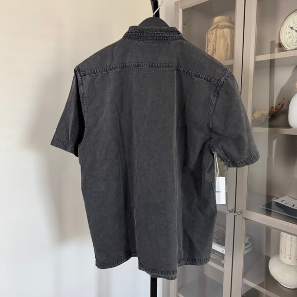 3sixteen Black Stonewash Denim Work Shirt XL NEW Short Sleeve Cotton Button Up - Picture 4 of 6